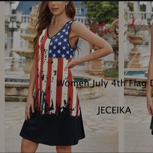 💥3/$30💥 NWOT JECEIKA 4th July USA American Flag